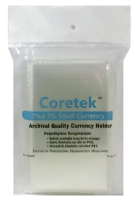 Coretek Small Currency Sleeve 5 1/4 x 3 1/8 - 50 pack