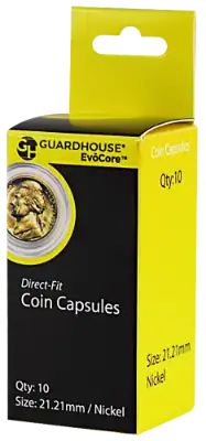 Nickel (21.2mm) Direct-Fit EvoCore Coin Capsules - 10 Pack