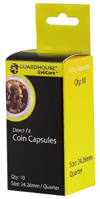 Quarter (24.3mm) Direct-Fit EvoCore Coin Capsules - 10 Pack