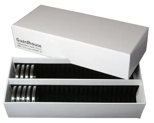 Guardhouse Double Row Coin Capsule Box - 50 Extra Large Capsules