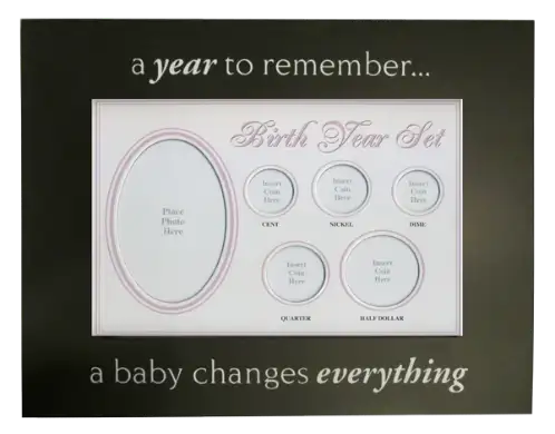 Birth Year Coin Set Frame - Baby Girl