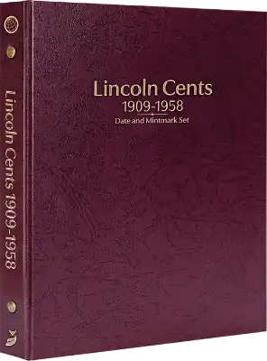 Lincoln Cents 1909-1958 Date & Mintmark Set Prestige Coin Album (Burgundy)
