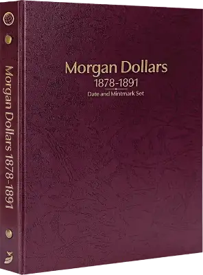 Morgan Dollars 1878-1891 Date & Mintmark Set Prestige Coin Album (Burgundy)