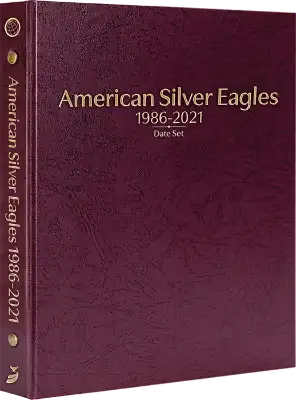American Silver Eagles 1986-2021, Date Set P, S, & W (Burgundy)