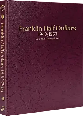 Franklin Half Dollars 1948-1963, Date & Mintmark Set P, D & S (Burgundy)
