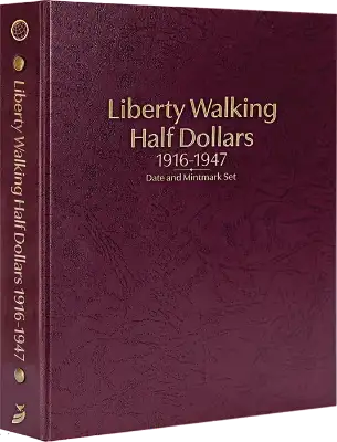 Liberty Walking Half Dollars 1916-1947, Date & Mintmark Set P, D & S (Burgundy)