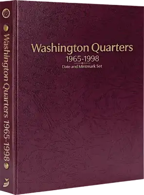 Washington Quarters 1965-1998, Date & Mintmark Set P, D & S (Burgundy)
