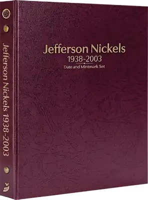 Jefferson Nickels 1938-2003, Date & Mintmark Set P, D & S (Burgundy)