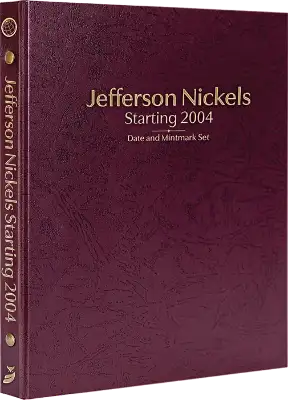 Jefferson Nickels Starting 2004, Date & Mintmark Set P, D & S (Burgundy)
