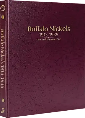 Buffalo Nickels 1913-1938, Date & Mintmark Set P, D & S (Burgundy)