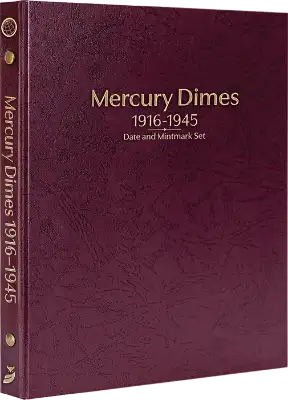Mercury Dimes 1916-1945, Date & Mintmark Set P, D & S (Burgundy)
