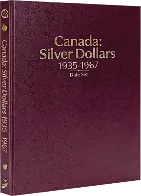 Canada Silver Dollars: 1935-1967 Date & Mintmark Set (Burgundy)