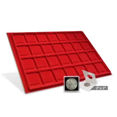 Horizontal 2x2 Display Tray (28 Slots) Red
