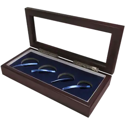 Guardhouse Glass-top Wood Display Box -GH-W1800: (S,M,2L) American Gold Eagle Set in Ringed Capsules