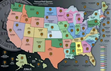 National Park Quarters Traditional Map Maroon