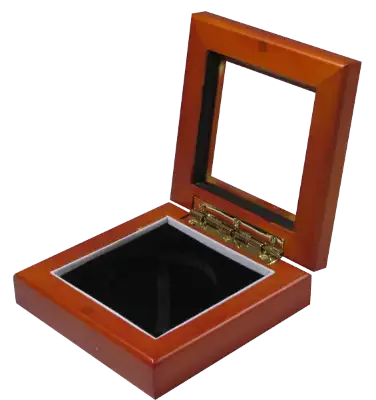 Guardhouse 3.87x3.87 Glass-top Wood Display Box - Holds Medium Sized Capsule