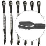 Curved Spade Tip Nickel Tongs - 4 3/4"