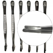 Curved Narrow Tip Nickel Tongs - 4 3/4"