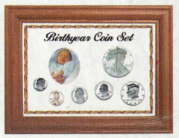 Solid Oak Birthyear Coin Frame Cent to ASE - White