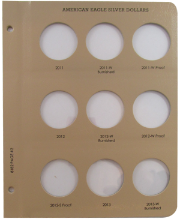 American Eagle Silver Dollars w/Proof Vol 2 Replacement Page 2 2011-2013W Burnished