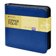 Graded Trading Card Zipper Folio for 60 PSA Card Slabs - Blue Denim