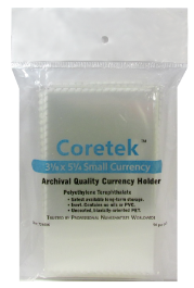 Coretek Small Currency Sleeve 5 1/4 x 3 1/8 - 50 pack