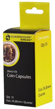 Quarter (24.3mm) Direct-Fit EvoCore Coin Capsules - 10 Pack
