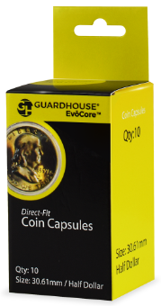 Half Dollar (30.6mm) Direct-Fit EvoCore Coin Capsules - 10 Pack