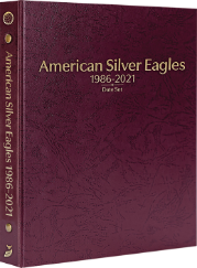 American Silver Eagles 1986-2021, Date Set P, S, & W (Burgundy)