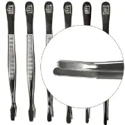 Curved Narrow Tip Nickel Tongs - 4 3/4"