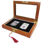 Wood Glass-Top Display Slab Box with Latch and Key - 2 Slab Universal