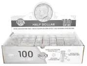 Round Coin Tube-Half-Dollar, 100/box