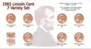1982 Lincoln Cent 7 Copper Zinc Set Holder