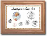 Solid Oak Birthyear Frame Cent thru Large $ - White