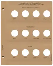 Statehood Quarters DC & Territories w/proof Replacement Page 1 DC 2009 P-Guam 2009 S Sil. Pr.