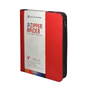 Zipper Binder with 3 Ring Clip - Red