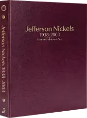 Jefferson Nickels 1938-2003, Date & Mintmark Set P, D & S (Burgundy)