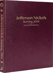 Jefferson Nickels Starting 2004, Date & Mintmark Set P, D & S (Burgundy)