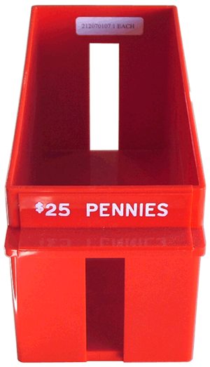 Red 25 Dollar Capacity MMF Industries Porta-Count Extra-Capacity Rolled Coin Penny Storage Tray 212070107 