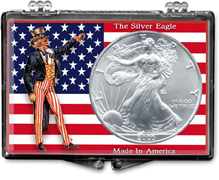 Edgar Marcus New Snaplock Holder For 1 American Silver Eagle Black Display Gift 
