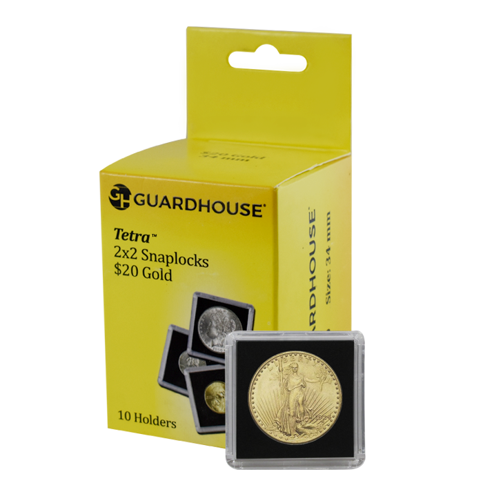 2x2 Capital Holder Plastic Snaplock $20 Gold Dollar Coin White Capsule Display 