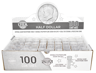 Round Coin Tube-Half-Dollar, 100/bx