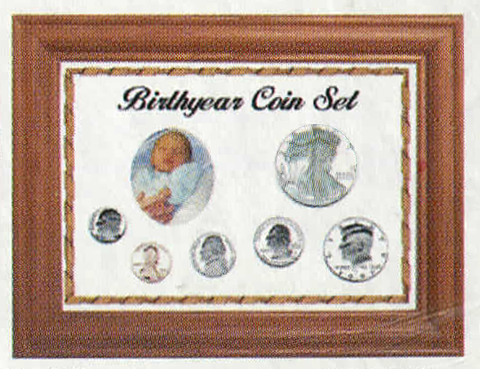 Solid Oak Birthyear Coin Frame Cent to ASE - White