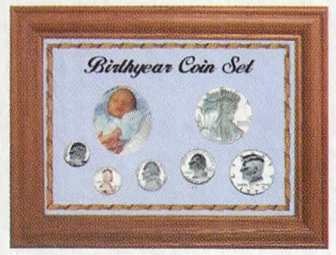 Solid Oak Birthyear Coin Frame Cent to ASE - Blue