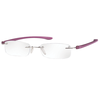Rimless Magnifying Eye Glasses +2.5 (Purple Small)