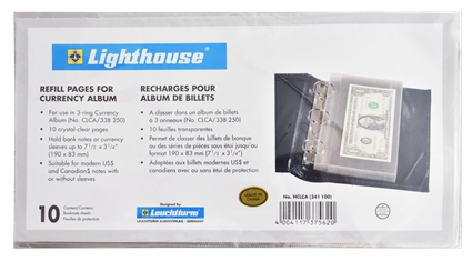 Refill Pages for Lighthouse Classic Single Pocket Currency Album - HCLCA