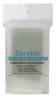 Coretek Modern Currency Sleeve 6 1/2 x 3  - 50 pack