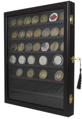 Locking Coin and Challenge Coin Cabinet with 7 Shelves and Lock